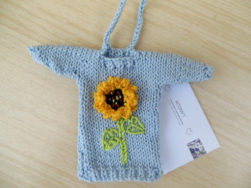 sunflower-hand-knit-mini-sweater-ornament